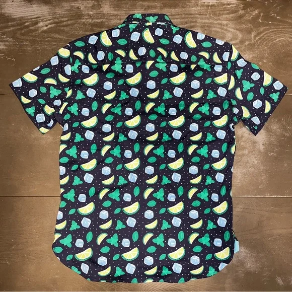 Visconti Black Short Sleeve Button Navy Blue Lime NWT Men’s Medium Shirt - Picture 6 of 7